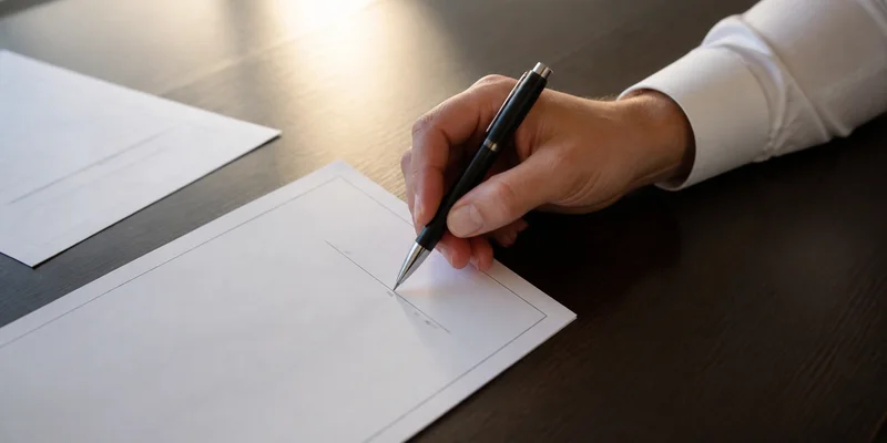 Hand signing a buyer representation agreement, Portland, Oregon