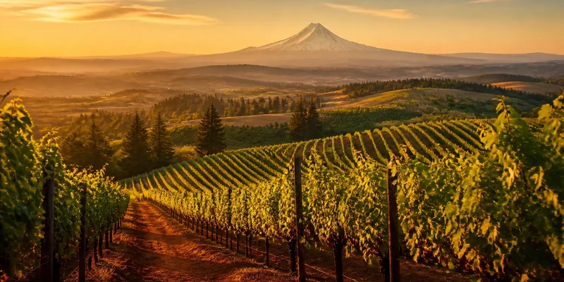 Dundee Hills vineyard rows, Yamhill County, Oregon