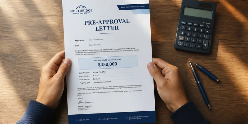 Pre-approval letter showing loan amount on a desk in Portland, Oregon