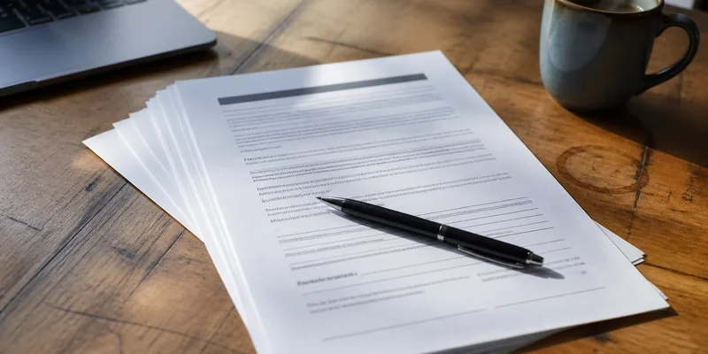 Real estate disclosure paperwork on kitchen table with morning coffee, Portland Oregon