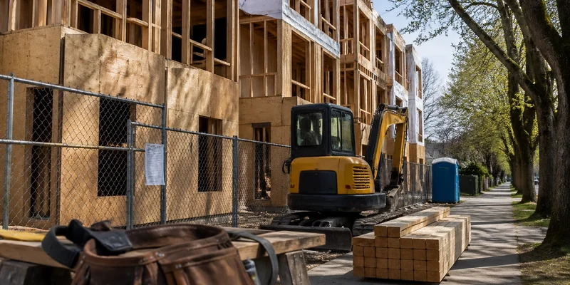 Rowhouse construction in inner Northeast Portland, Oregon