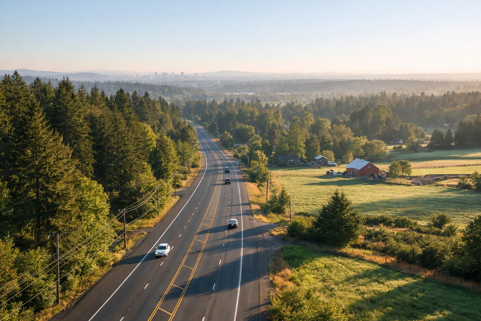 SE Highway 224 corridor looking west from Damascus toward the I-205 interchange