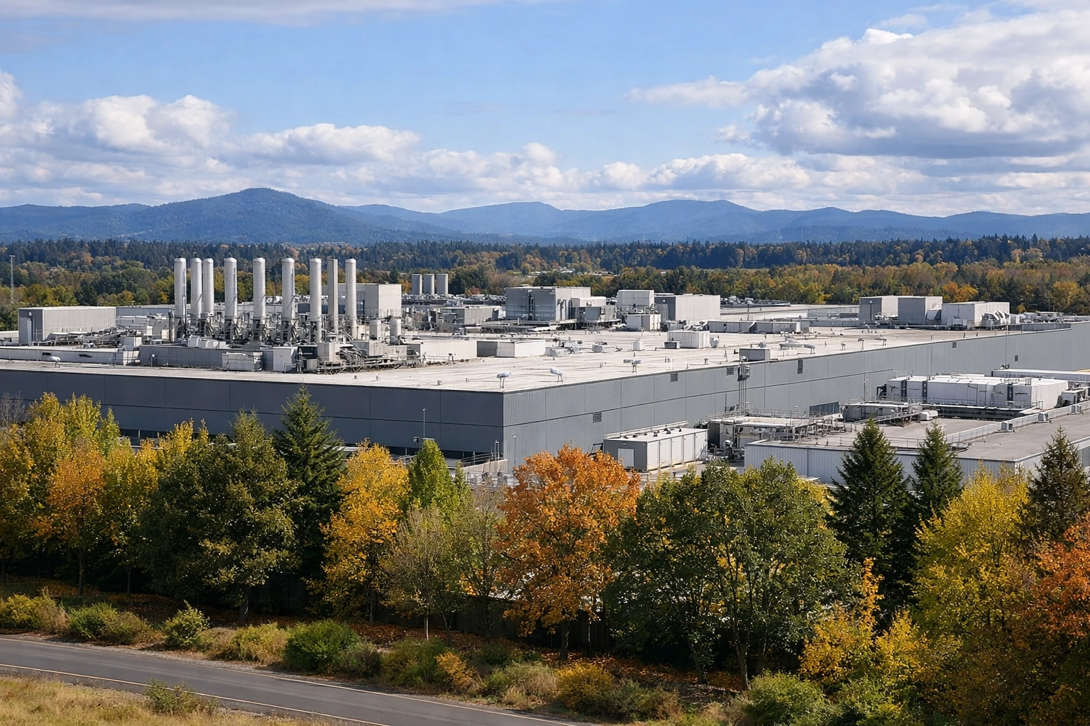 Boeing Center of Excellence industrial facility on NE Sandy Boulevard at the northern edge of Gresham