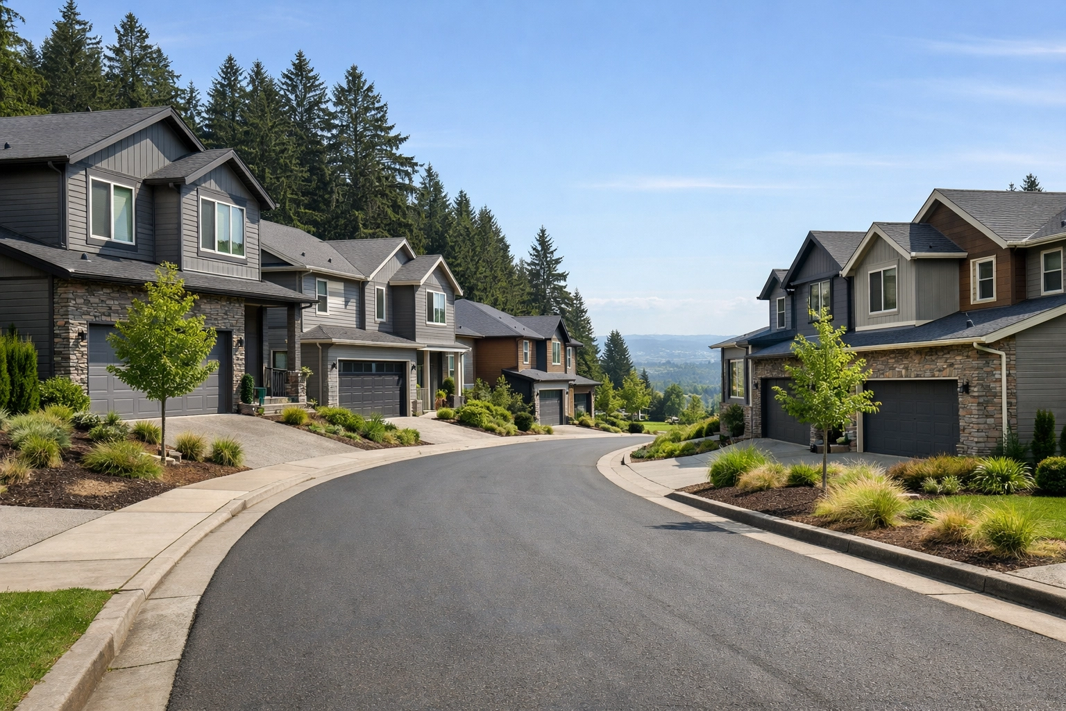 Residential neighborhood in Happy Valley, Oregon