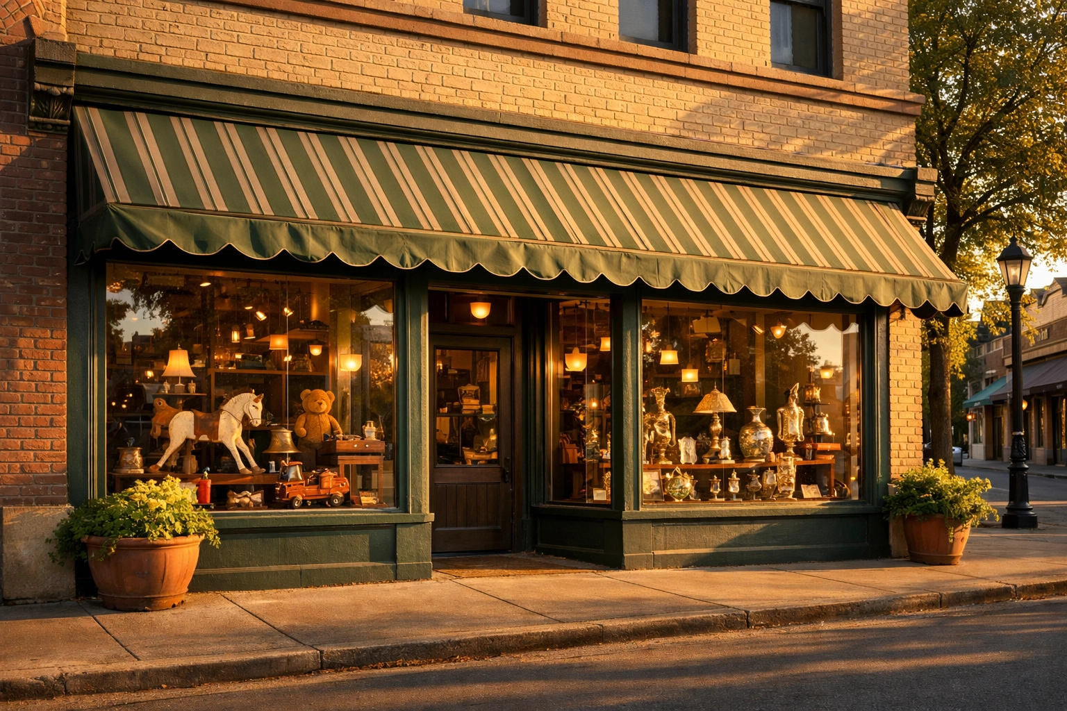 Storefront along SE Main Street in Milwaukie with independent retail signage