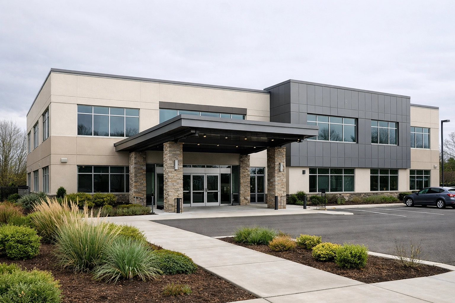 Providence Sherwood Medical Plaza exterior on SW Edy Road with landscaped entrance and medical office signage