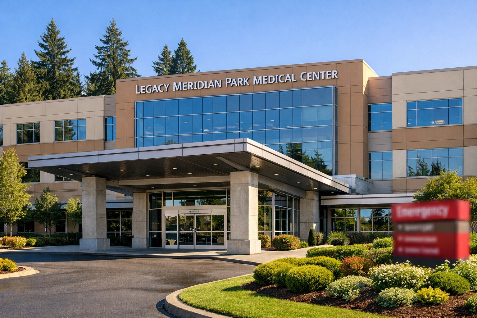 Medical office building exterior in the Tigard area with landscaping and accessible parking