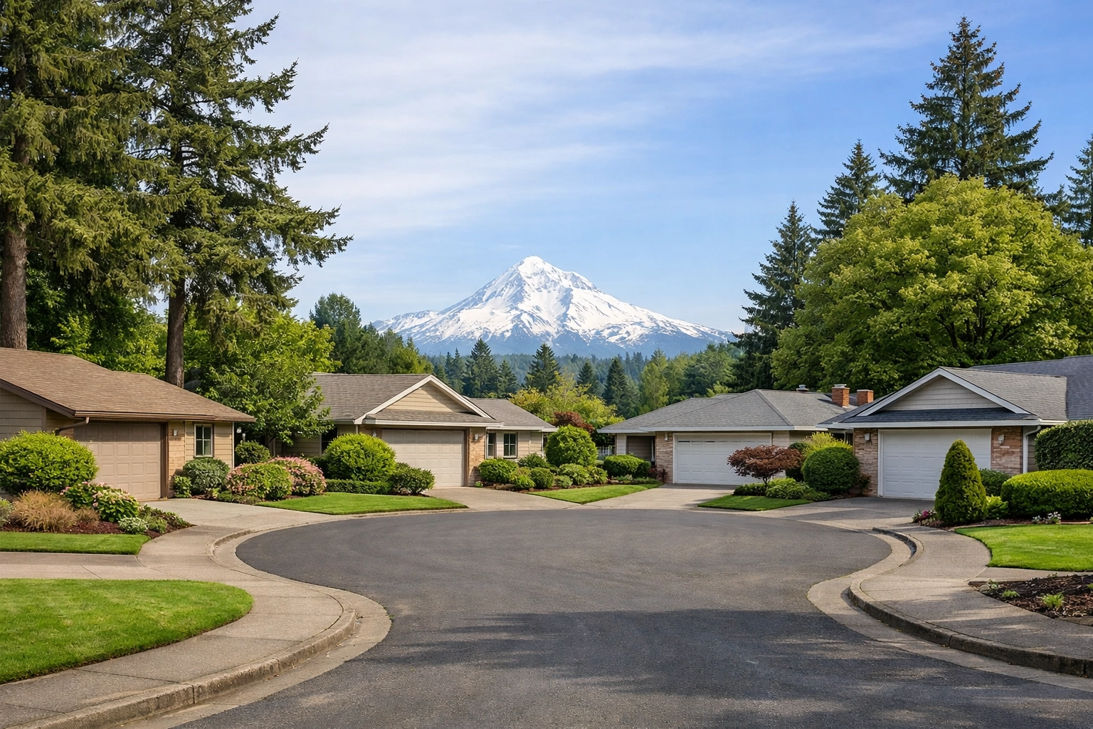 Residential neighborhood in Troutdale, Oregon