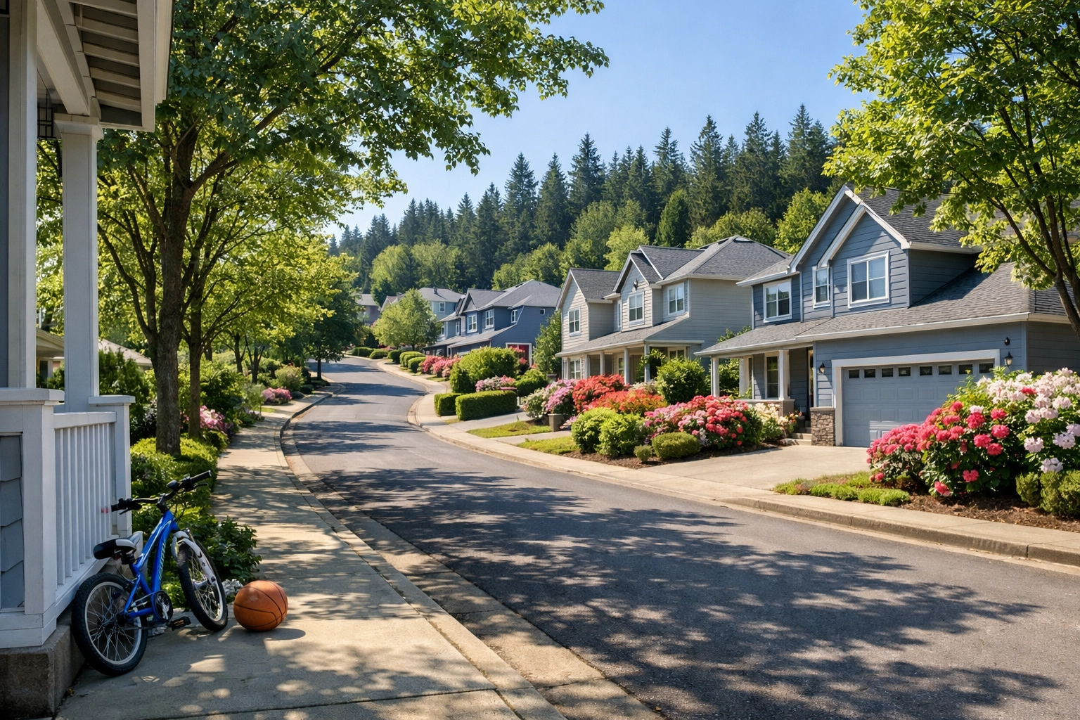 Residential neighborhood in West Linn, Oregon