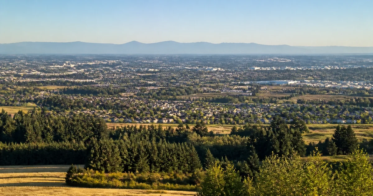 View west across the Tualatin Valley toward the Coast Range, Washington County, Oregon