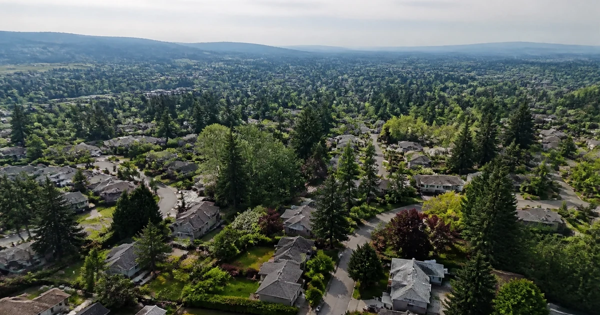 Aerial view of suburban Beaverton and Washington County, Oregon