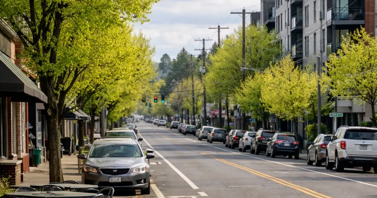 Residential street in SE Portland, Oregon
