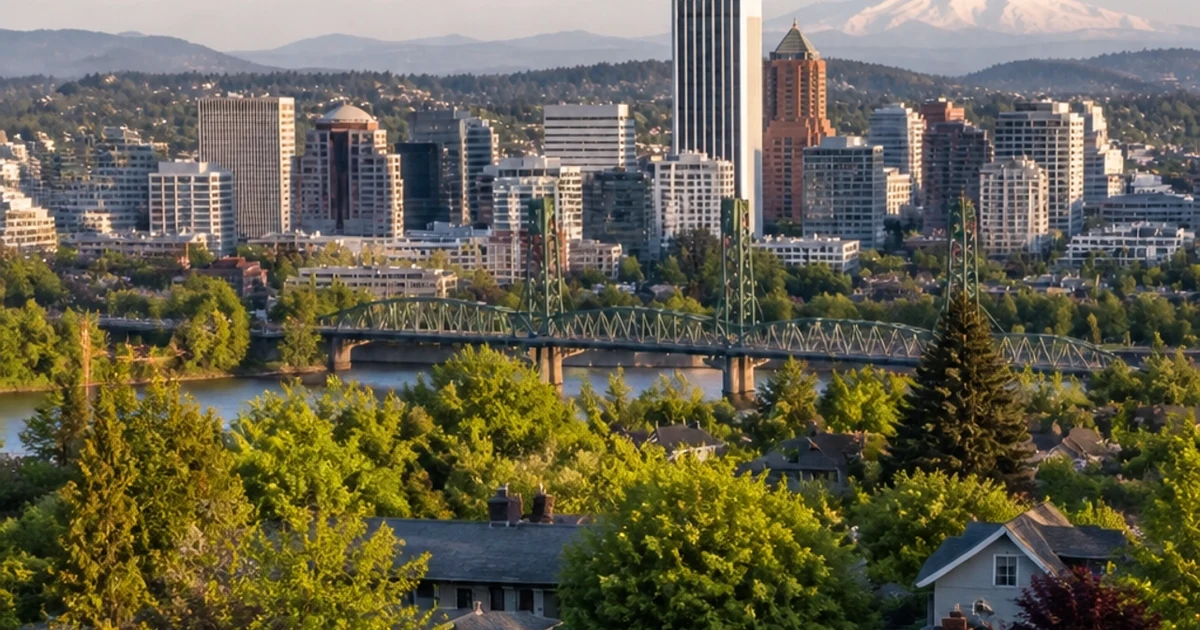 Portland skyline and inner neighborhoods, Portland, Oregon